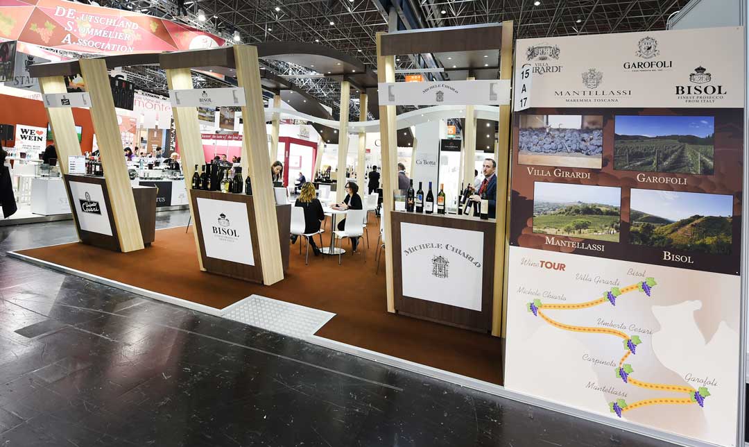 Stand sur mesure Grandi Vini 76m2 pour le salon Prowein