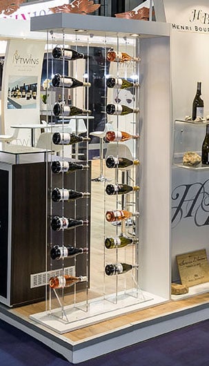 Présentoirs vitrine bouteilles vins